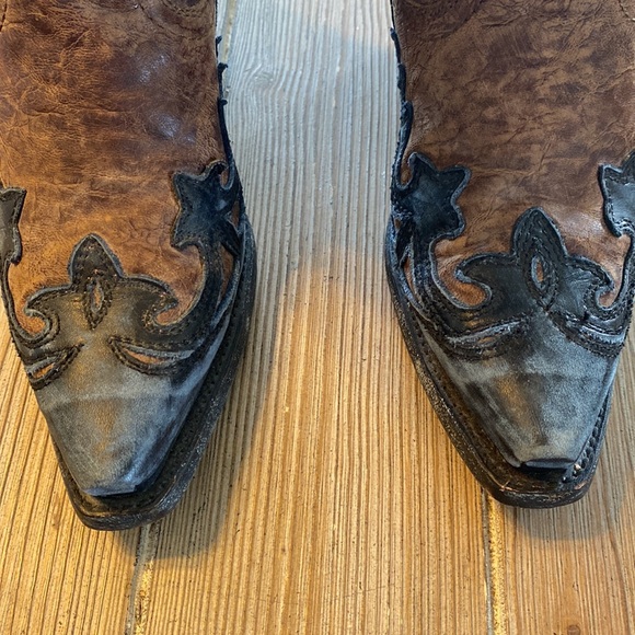 Corral Vintage Brown/Blue Tall Eagle Overlay Boots R2514 - Picture 3 of 15